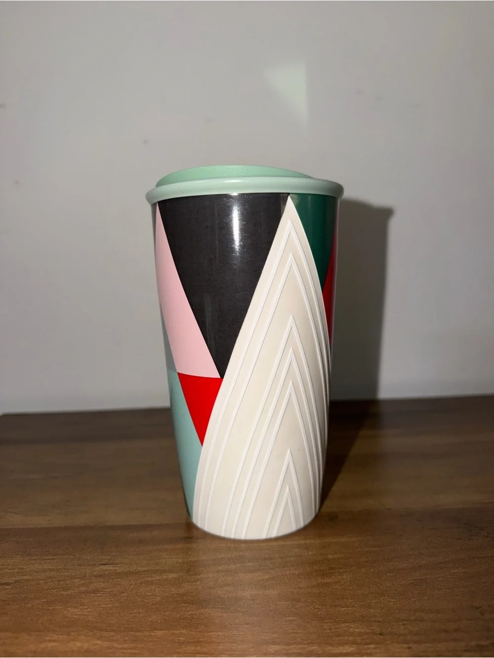 Starbucks Mint, Red, Black, Gray & Pink Geometric Reusable Tumbler